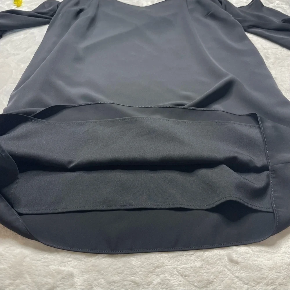 Amanda Uprichard Gianna Cold Shoulder Ruffle Sleeve Shift Dress in Black Size S